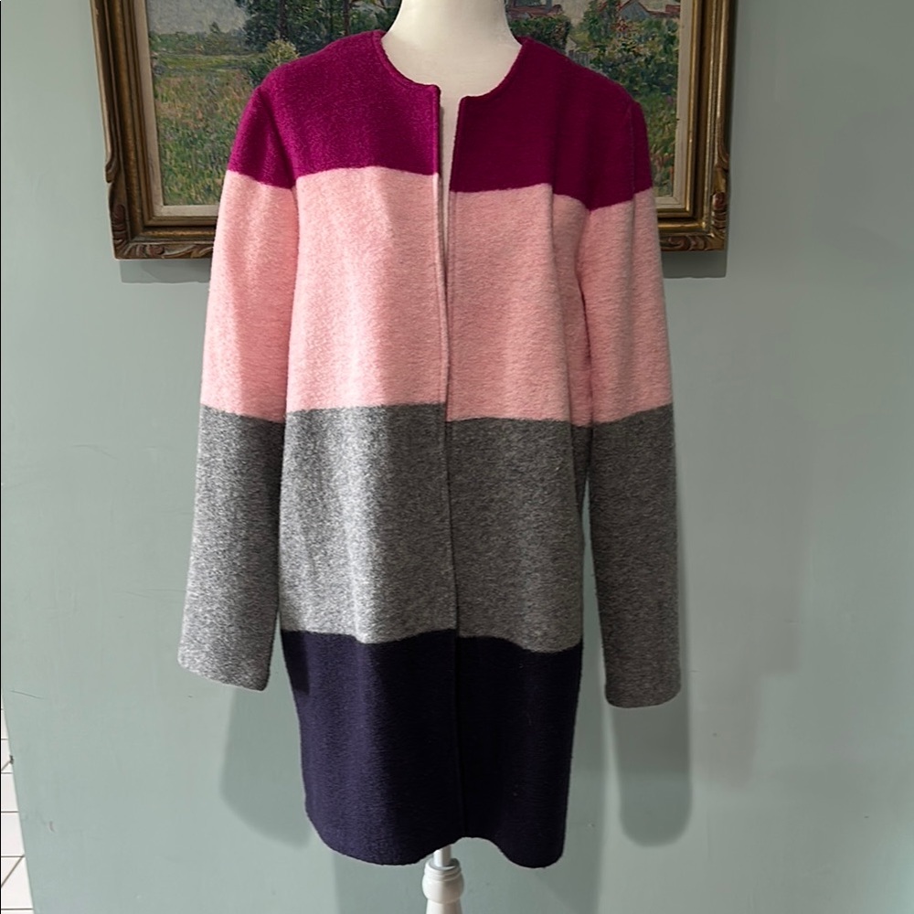 Max Studio Colorblock Jacket - Pink, Gray, and Navy